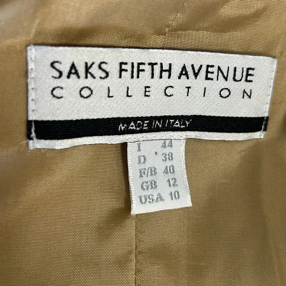 Saks Fifth Avenue Collection Gold Wool Blend Tunic Blazer Skirt Suit Size 10 - Picture 3 of 8